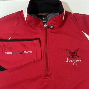 Mizuno WArmalite Thermal  Mens Red Black White 1/4  Zip Long Sleeve Dragon XL